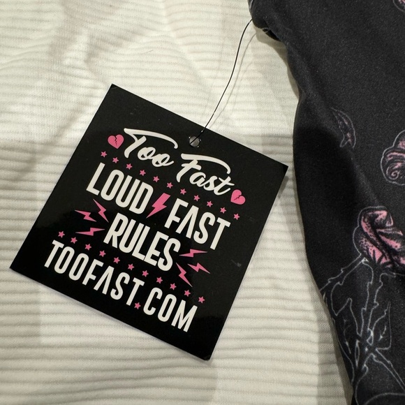 Too Fast Rose & Pentagram Print Black Mini Dress | Goth | NWT - Picture 3 of 4